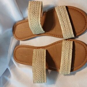 American Eagle Braided Raffia Slide Sandals